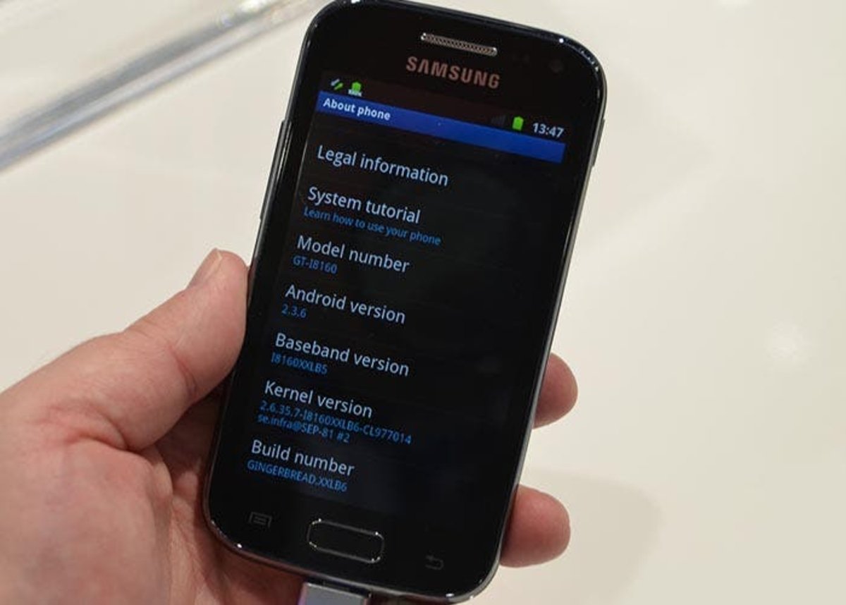 Vista de ajustes Samsung Galaxy Ace 2