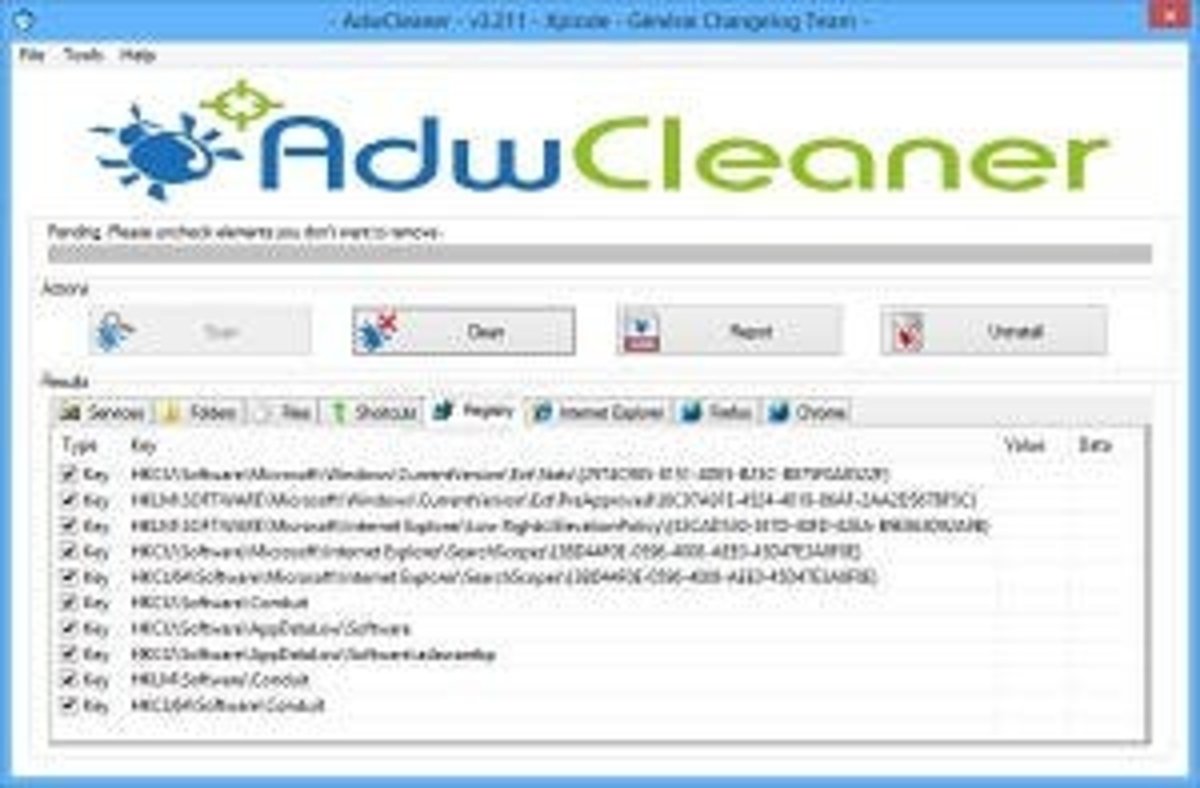 AdwCleaner scan results