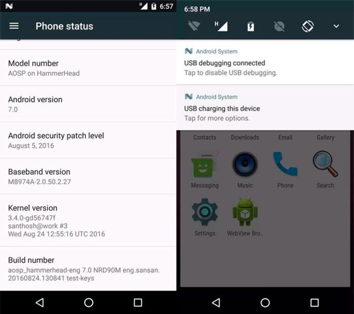 Android Nougat Nexus 5 ROM AOSP Capturas